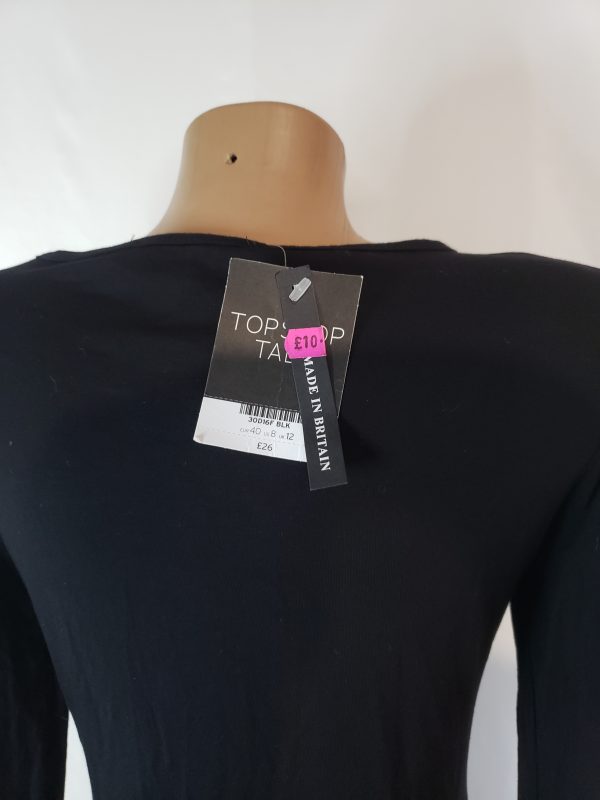 Елегантна чорна сукня з довгим рукавом TOPSHOP з віскози - класична жіноча сукня міді - Зображення 6