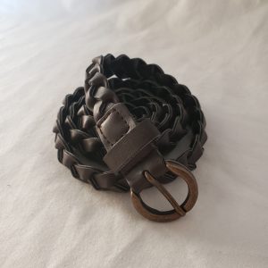 Стильний коричневий плетений пояс з штучної шкіри з дефектом - модний vintage аксесуар 96 см