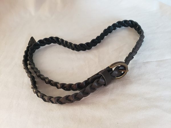 Стильний коричневий плетений пояс з штучної шкіри з дефектом - модний vintage аксесуар 96 см - Зображення 4