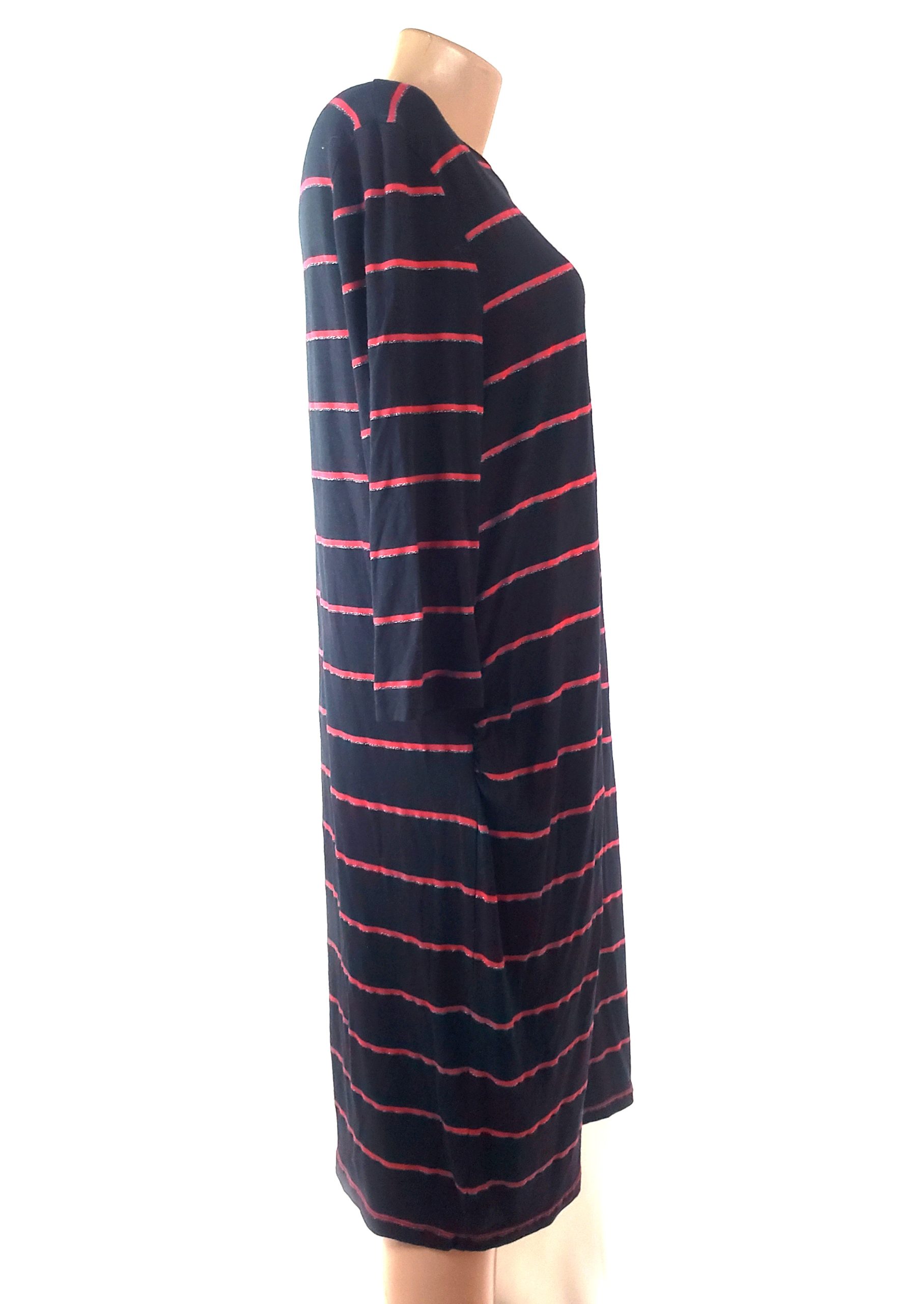 Елегантна чорна сукня в смужку з довгими рукавами - ідеальна для офісу та повсякденного носіння 3 Елегантна чорна сукня в смужку з довгими рукавами - ідеальна для офісу та повсякденного носіння - Зображення 3