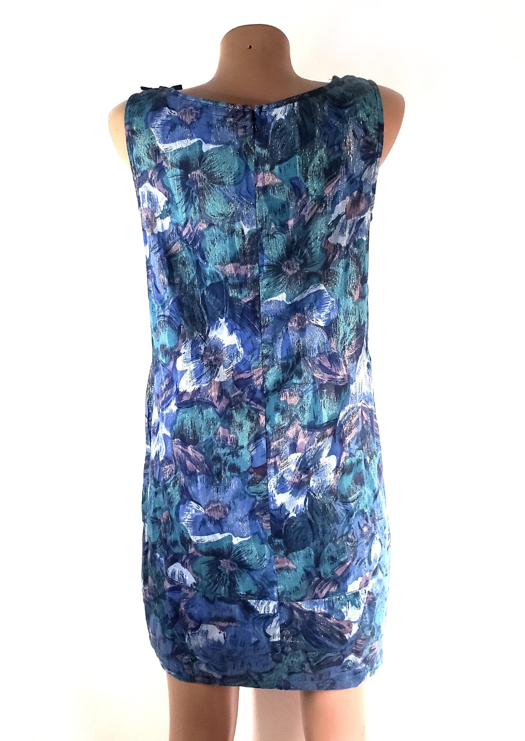 Жіноча синя сукня з квітковим принтом - котонова сукня без рукавів в ідеальному стані 5 Жіноча синя сукня з квітковим принтом - котонова сукня без рукавів в ідеальному стані - Зображення 5