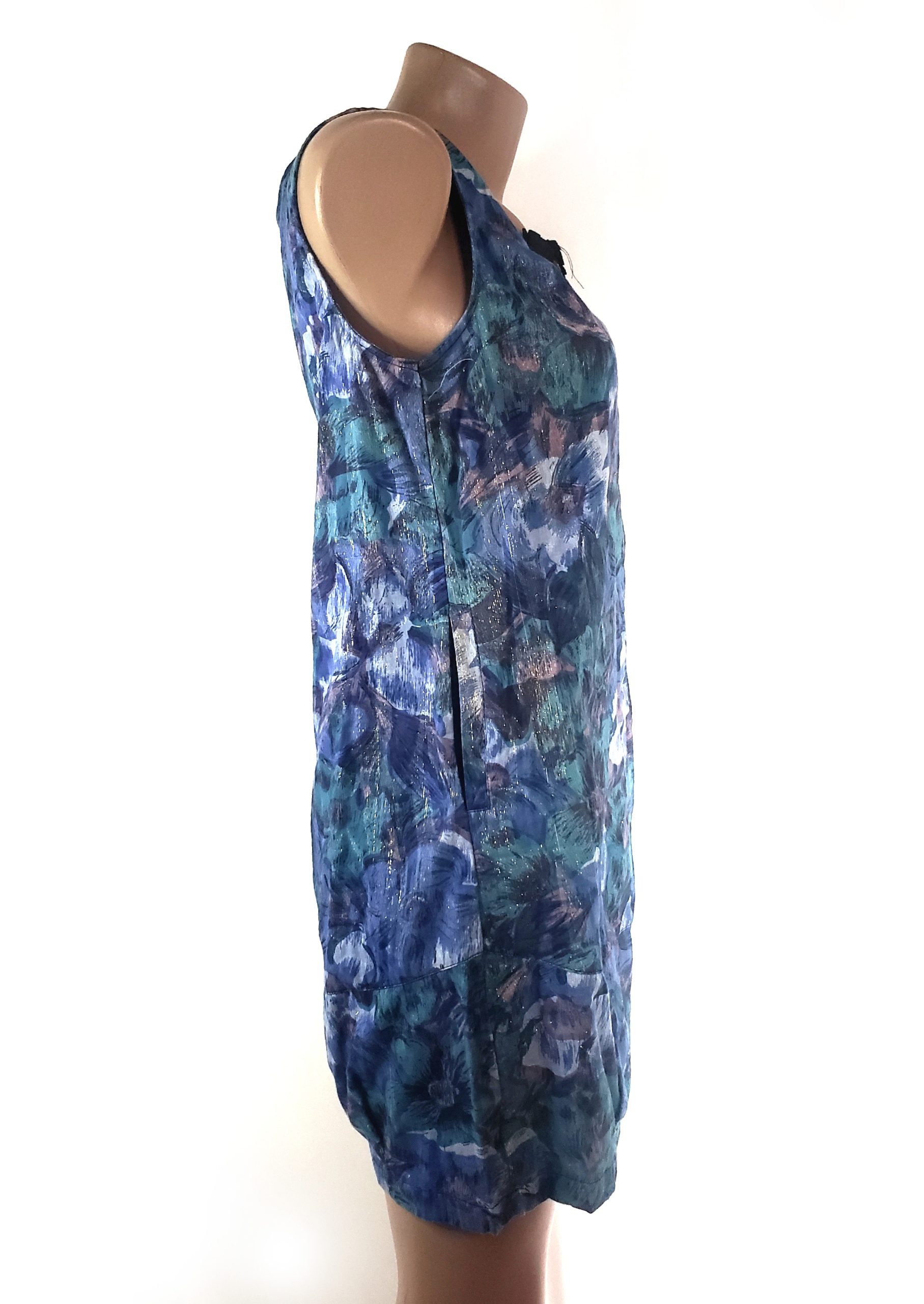 Жіноча синя сукня з квітковим принтом - котонова сукня без рукавів в ідеальному стані 2 Жіноча синя сукня з квітковим принтом - котонова сукня без рукавів в ідеальному стані - Зображення 2