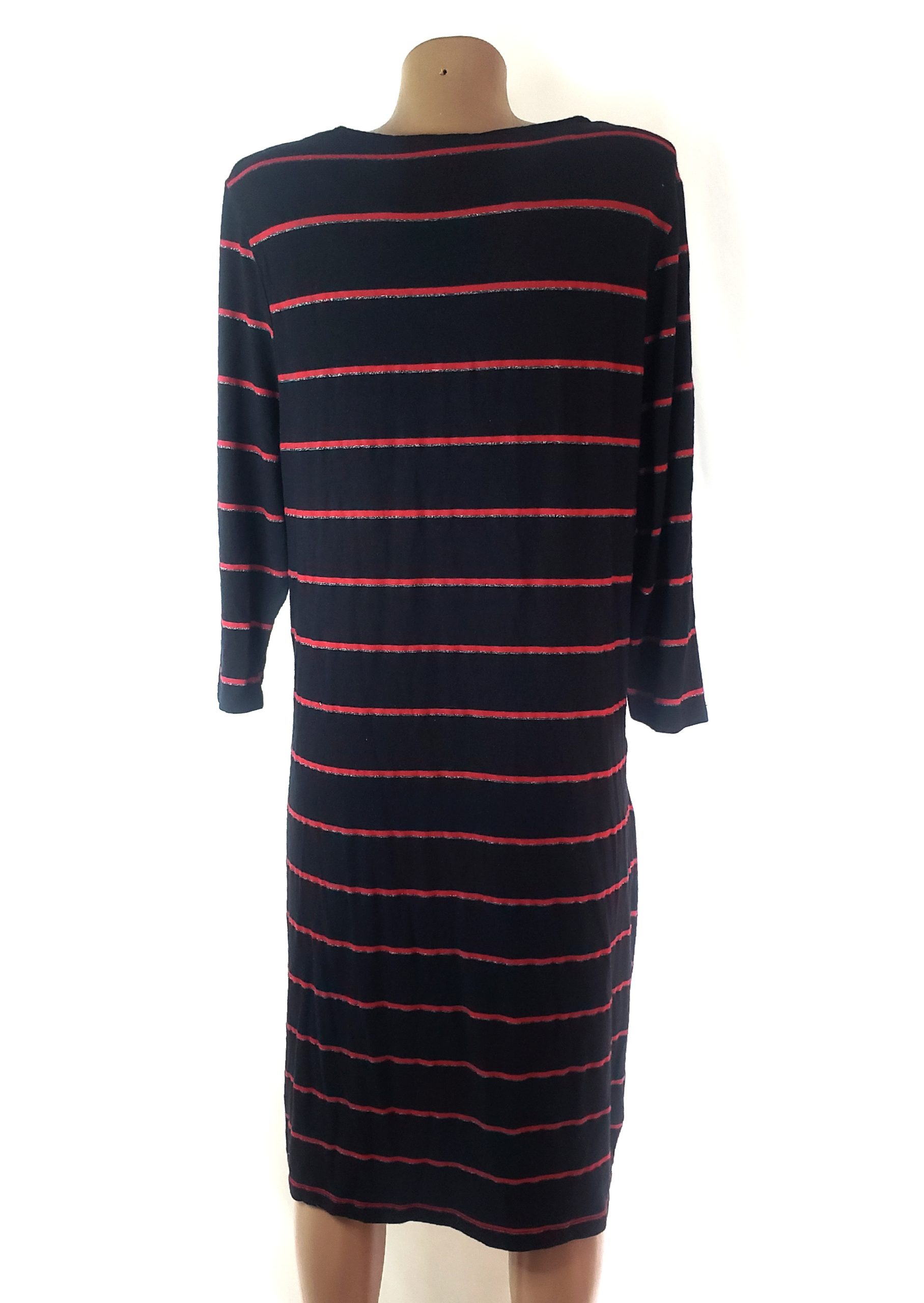 Елегантна чорна сукня в смужку з довгими рукавами - ідеальна для офісу та повсякденного носіння 5 Елегантна чорна сукня в смужку з довгими рукавами - ідеальна для офісу та повсякденного носіння - Зображення 5