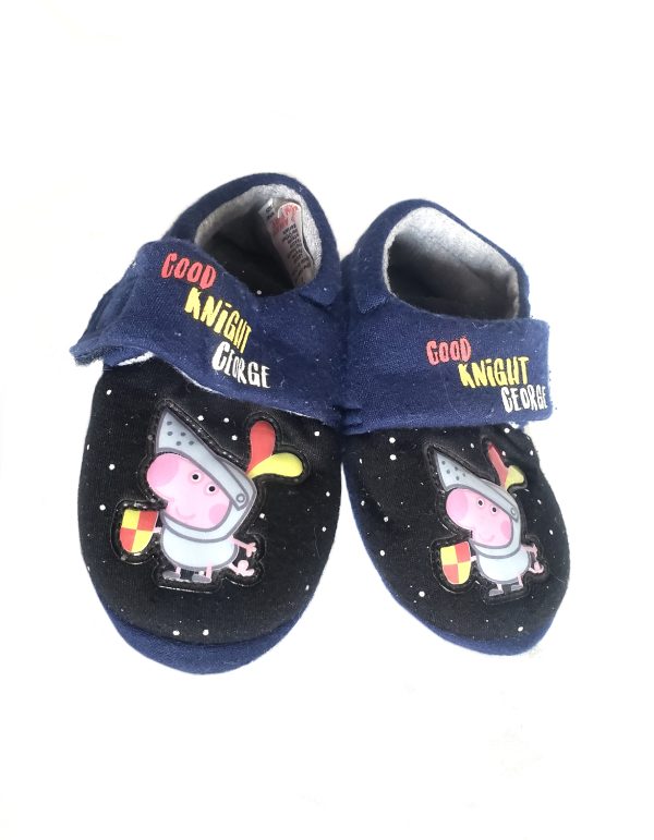 Дитячі тапочки Peppa Pig сині текстильні з липучкою - домашнє взуття для дітей