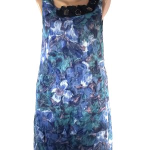 Жіноча синя сукня з квітковим принтом - котонова сукня без рукавів в ідеальному стані