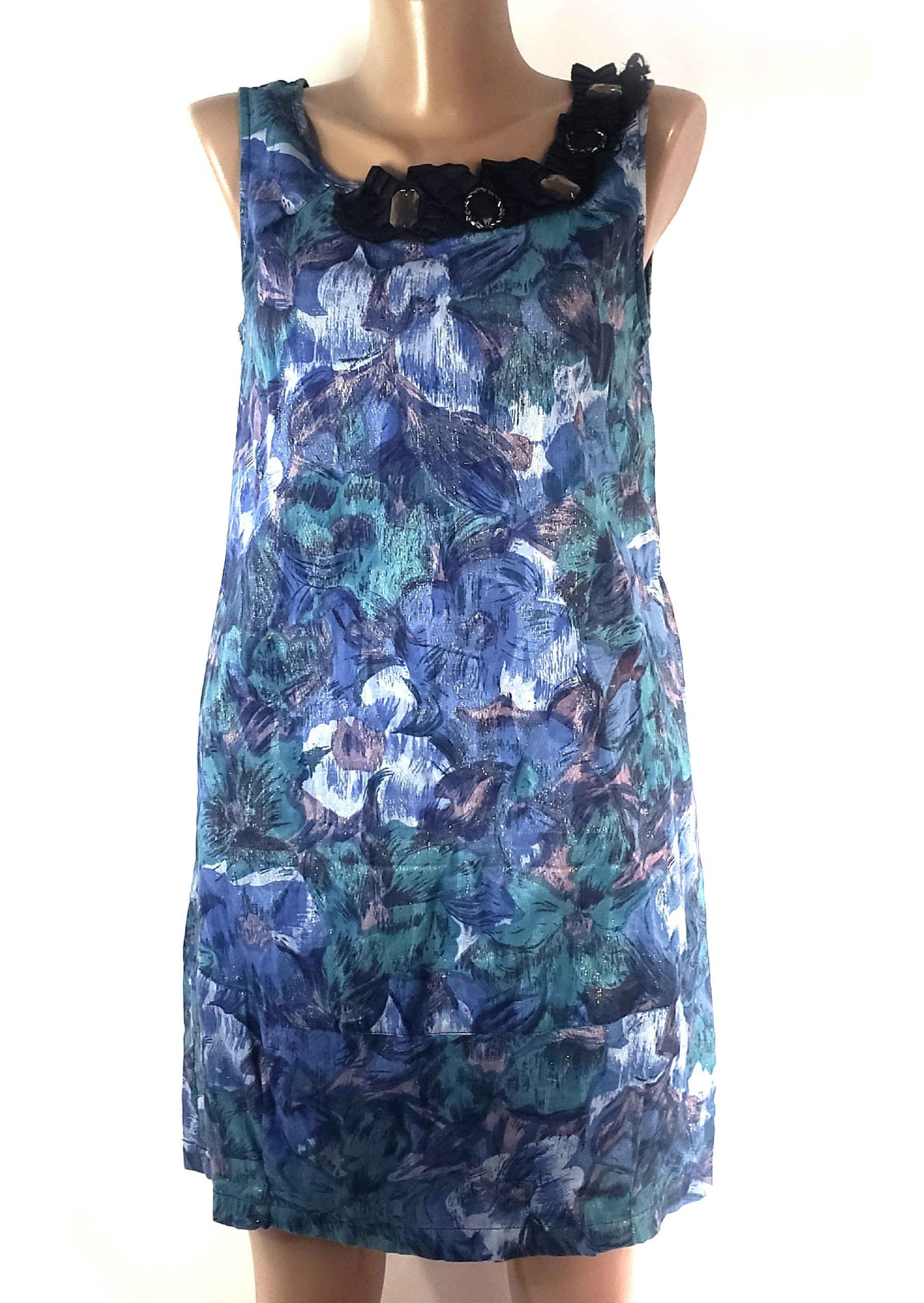 Жіноча синя сукня з квітковим принтом - котонова сукня без рукавів в ідеальному стані 7 Жіноча синя сукня з квітковим принтом - котонова сукня без рукавів в ідеальному стані - Зображення 7