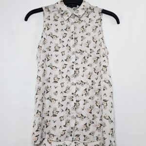 Біла сорочка без рукавів з квітковим принтом - літній офісний стиль повсякденний одяг