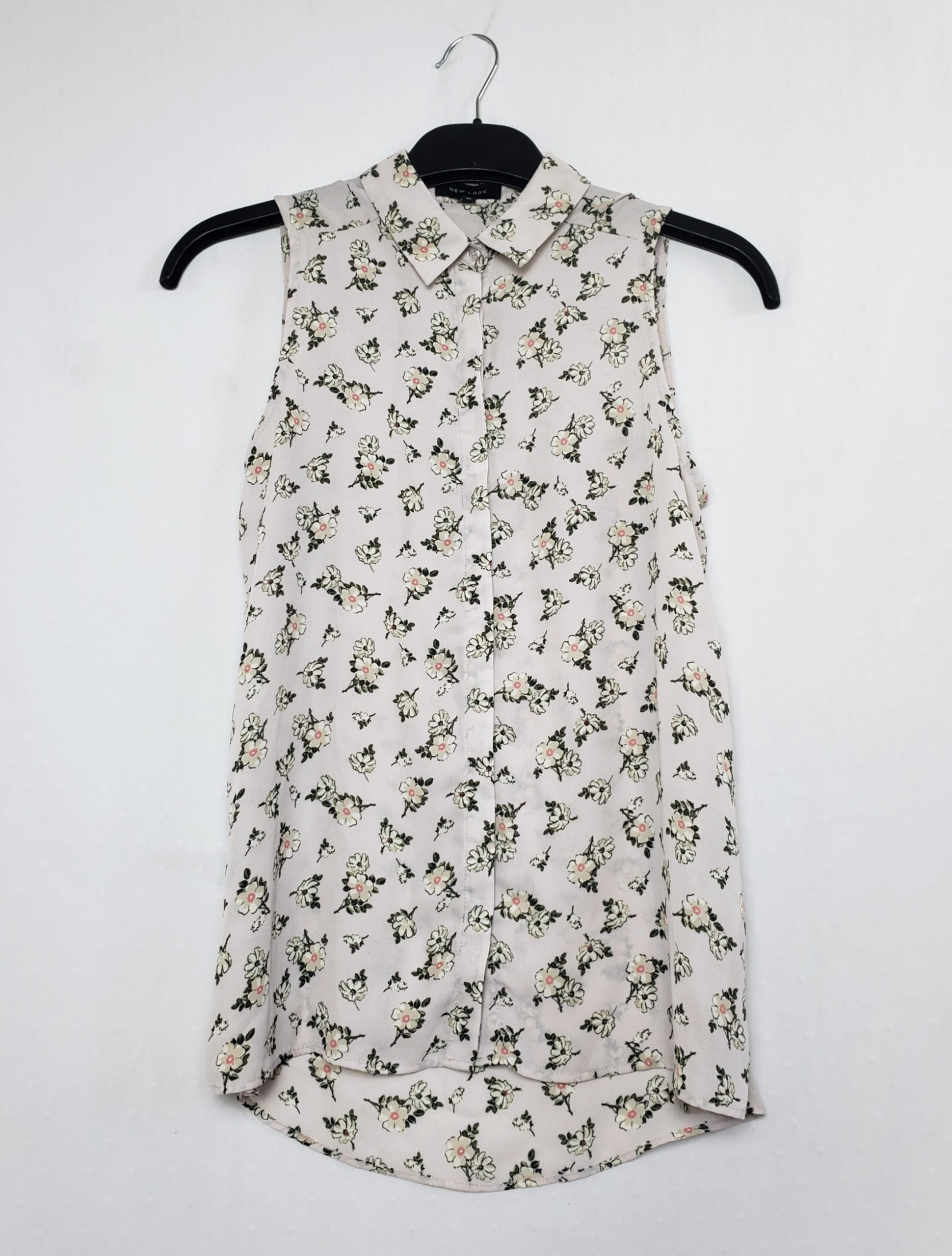 Біла сорочка без рукавів з квітковим принтом - літній офісний стиль повсякденний одяг 1 Біла сорочка без рукавів з квітковим принтом - літній офісний стиль повсякденний одяг