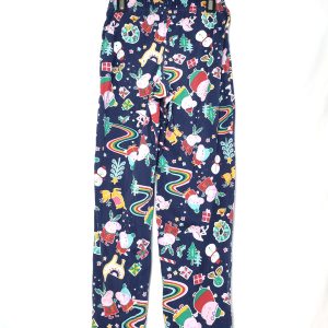 Бавовняні штани з новорічним принтом - синій колір, розмір XS, вживаний одяг в ідеальному стані