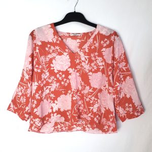 Рожева блуза George з квітковим принтом - вживаний одяг в ідеальному стані