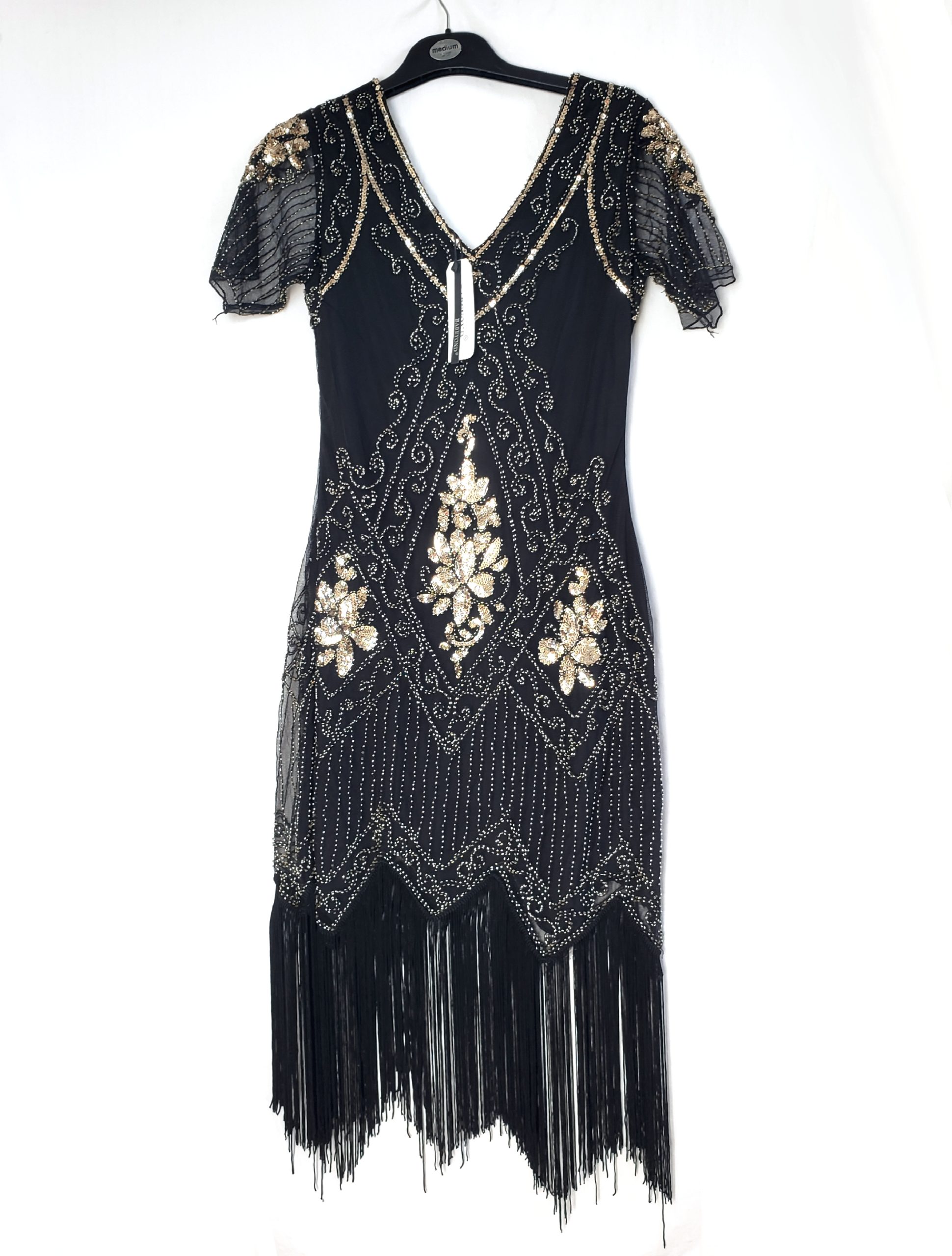 Стильна чорна сукня з вишивкою та бахромою - елегантний винтажний образ у стилі Гетсбі 4 Стильна чорна сукня з вишивкою та бахромою - елегантний винтажний образ у стилі Гетсбі - Зображення 4