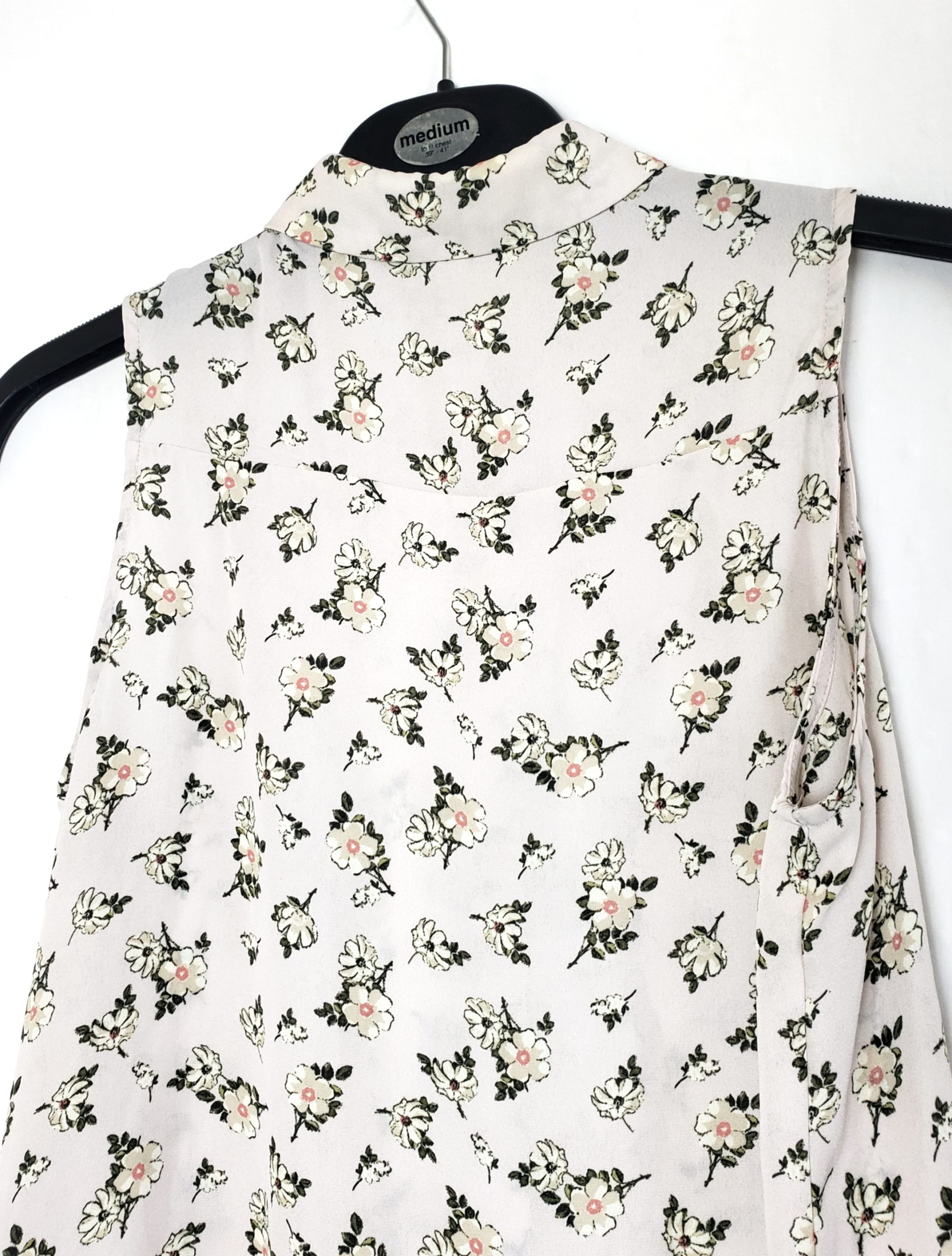 Біла сорочка без рукавів з квітковим принтом - літній офісний стиль повсякденний одяг 4 Біла сорочка без рукавів з квітковим принтом - літній офісний стиль повсякденний одяг - Зображення 4