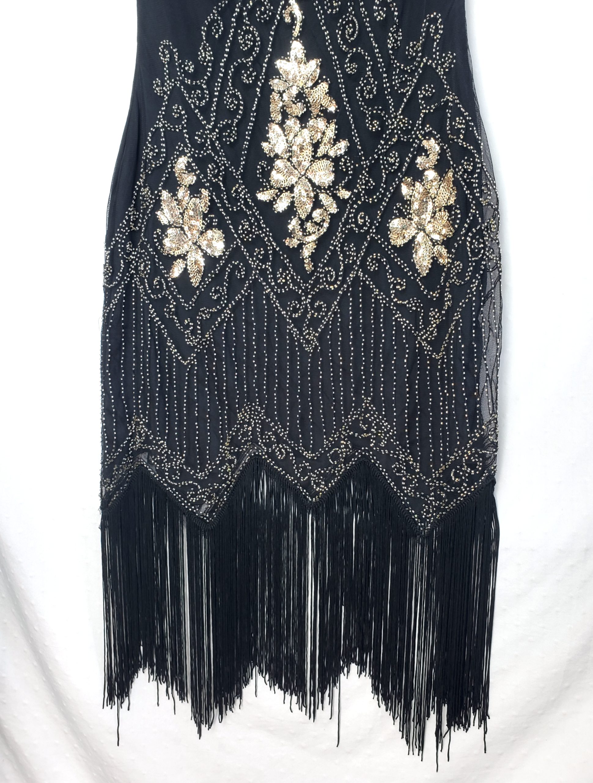 Стильна чорна сукня з вишивкою та бахромою - елегантний винтажний образ у стилі Гетсбі 3 Стильна чорна сукня з вишивкою та бахромою - елегантний винтажний образ у стилі Гетсбі - Зображення 3