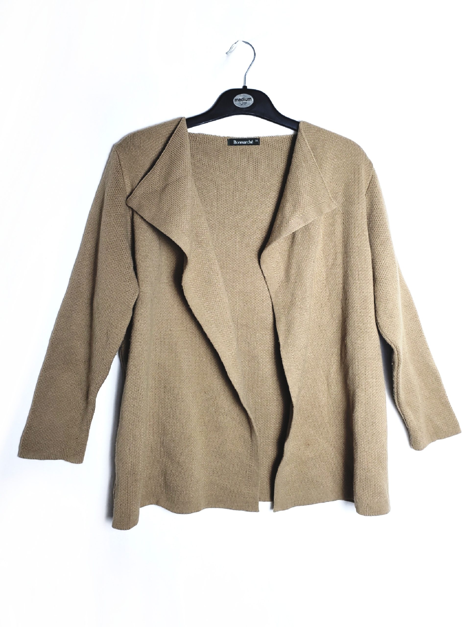 Елегантний бежевий кардиган з акрилу - жіночий в'язаний кардиган без застібок в ідеальному стані 1 Елегантний бежевий кардиган з акрилу - жіночий в'язаний кардиган без застібок в ідеальному стані