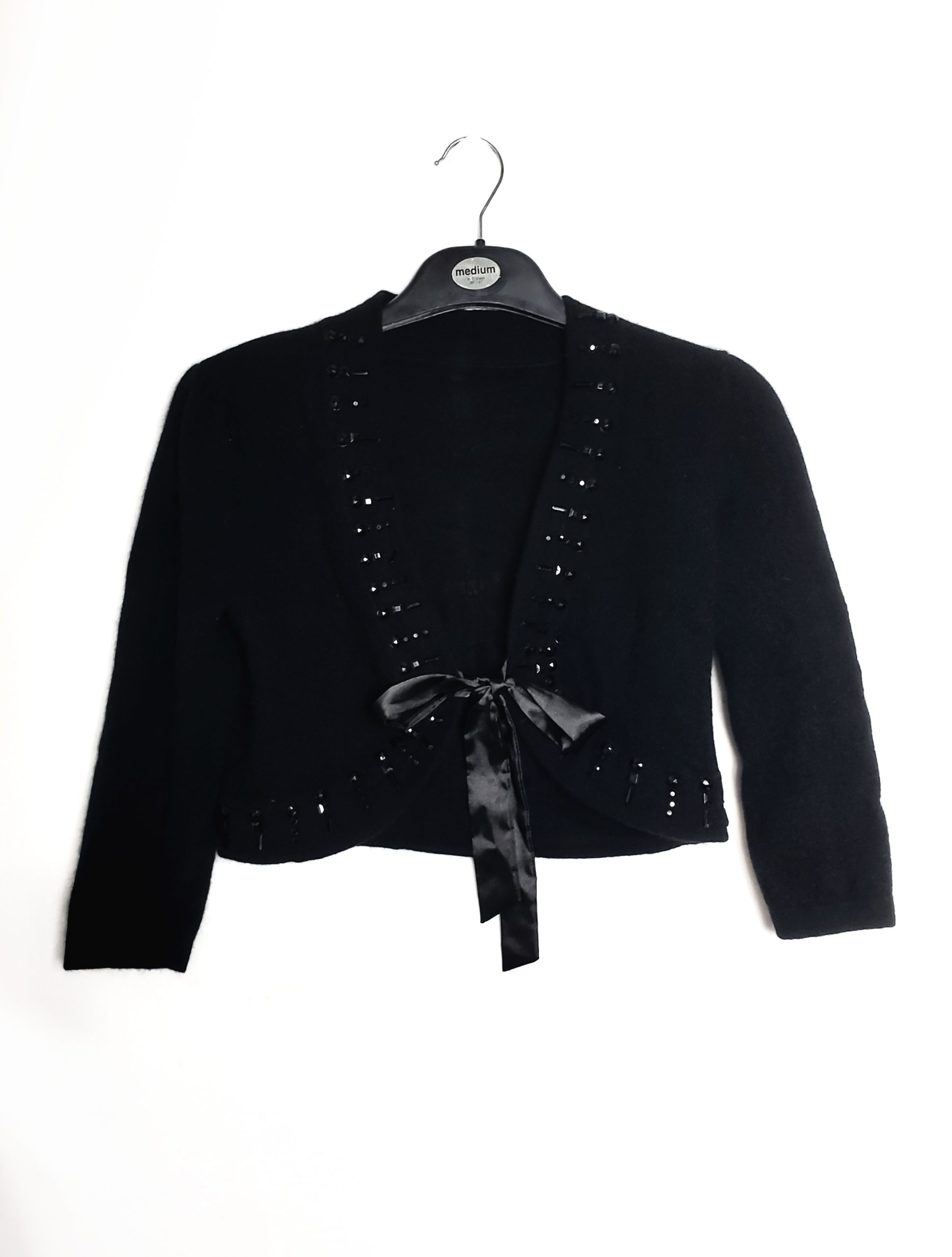 Чорне болеро з ангори та вовни з декором - елегантний кардиган для особливих випадків 5 Чорне болеро з ангори та вовни з декором - елегантний кардиган для особливих випадків - Зображення 5