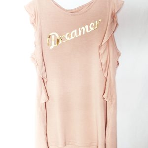 Бежева дитяча футболка з принтом Dreamer - повсякденний одяг для дівчинки на кожен день