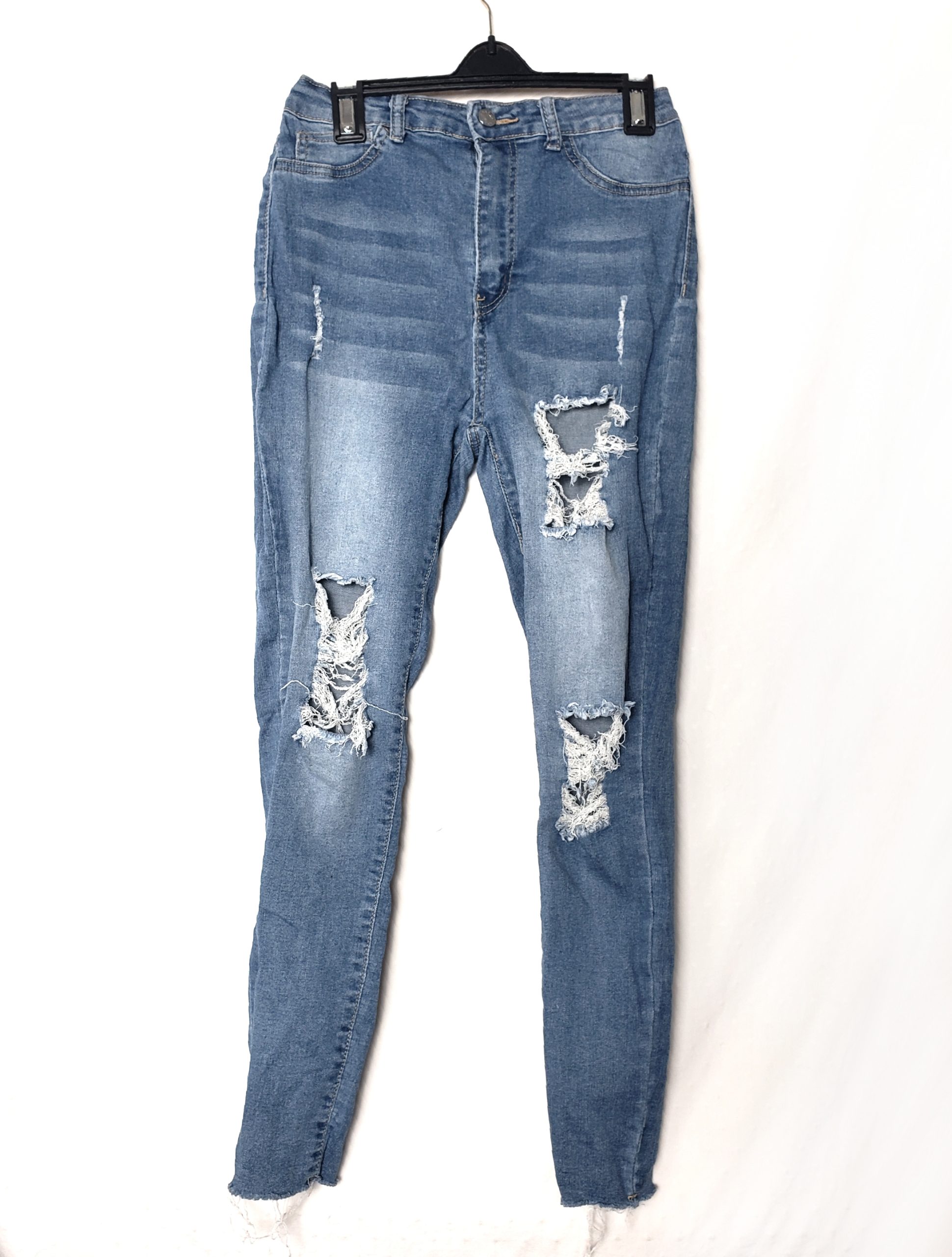 Стильні рвані джинси SHEIN - модний синій з елегантними потертостями 1 Стильні рвані джинси SHEIN - модний синій з елегантними потертостями