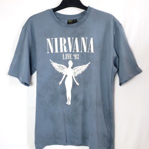 Стильна блакитна футболка Nirvana Live '93 - модний вінтажний принт у ідеальному стані