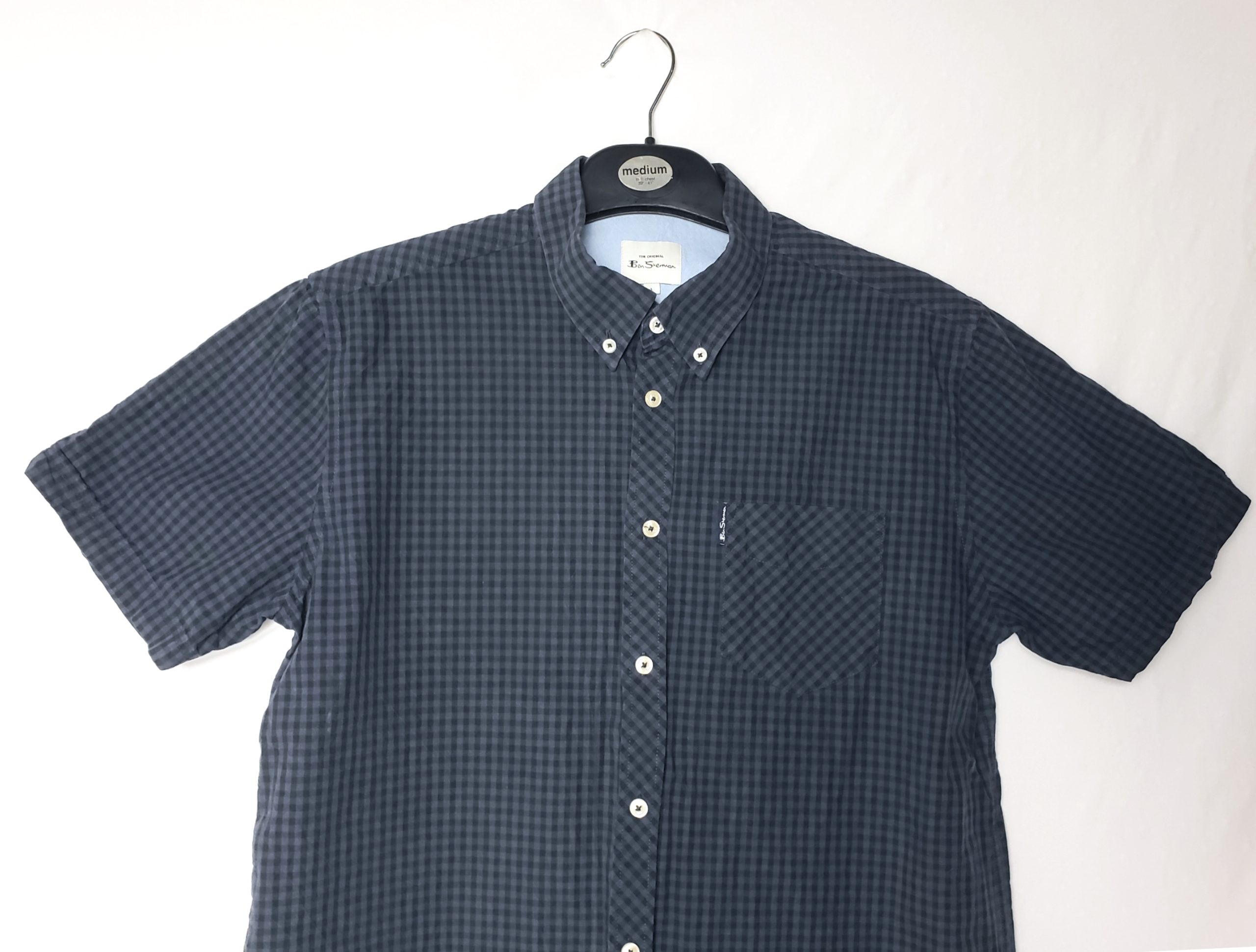 Чоловіча сорочка Ben Sherman в клітинку з коротким рукавом - літня casual сорочка синього кольору 5 Чоловіча сорочка Ben Sherman в клітинку з коротким рукавом - літня casual сорочка синього кольору - Зображення 5