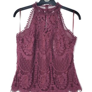 Елегантна бордова блуза з мереживом - стильний топ для модних жінок