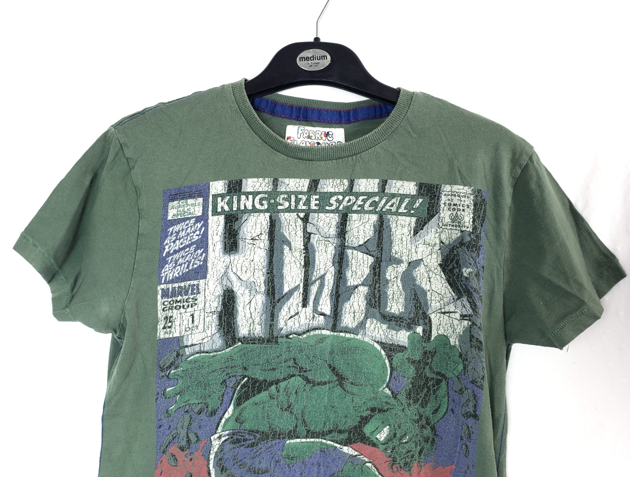 Вінтажна футболка Marvel Hulk зелена бавовняна з принтом комікса - секонд хенд M розмір 3 Вінтажна футболка Marvel Hulk зелена бавовняна з принтом комікса - секонд хенд M розмір - Зображення 3