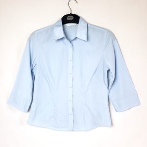 Класична бакитна сорочка жіноча з рукавом 3/4 - вживана в ідеальному стані