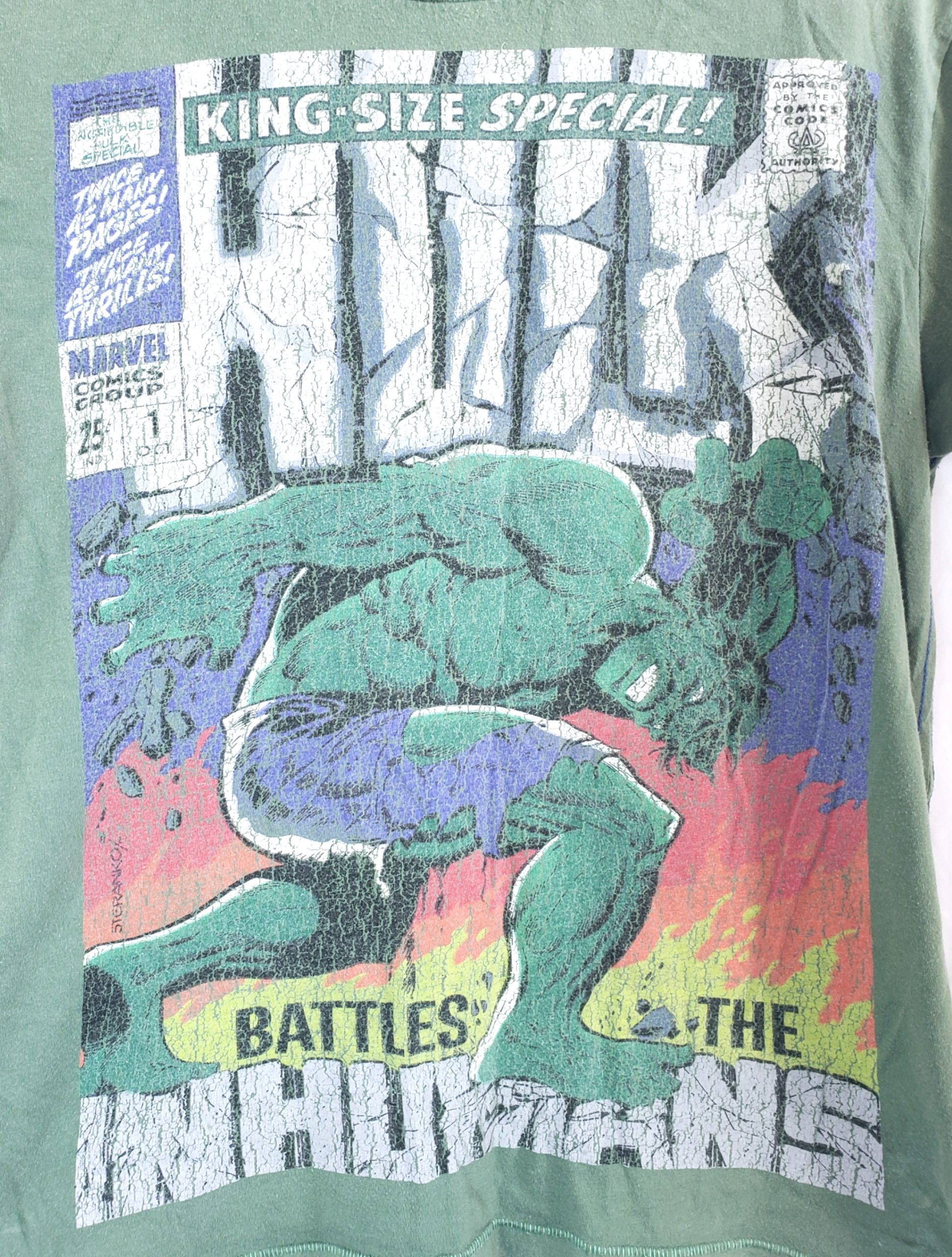 Вінтажна футболка Marvel Hulk зелена бавовняна з принтом комікса - секонд хенд M розмір 2 Вінтажна футболка Marvel Hulk зелена бавовняна з принтом комікса - секонд хенд M розмір - Зображення 2