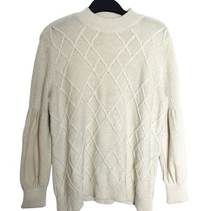 Бежевий светр жіночий з аранським візерунком Papaya - акриловий в'язаний пуловер XL