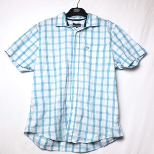 Сорочка чоловіча в клітинку Lincoln біло-синя літня casual повсякденна вживана