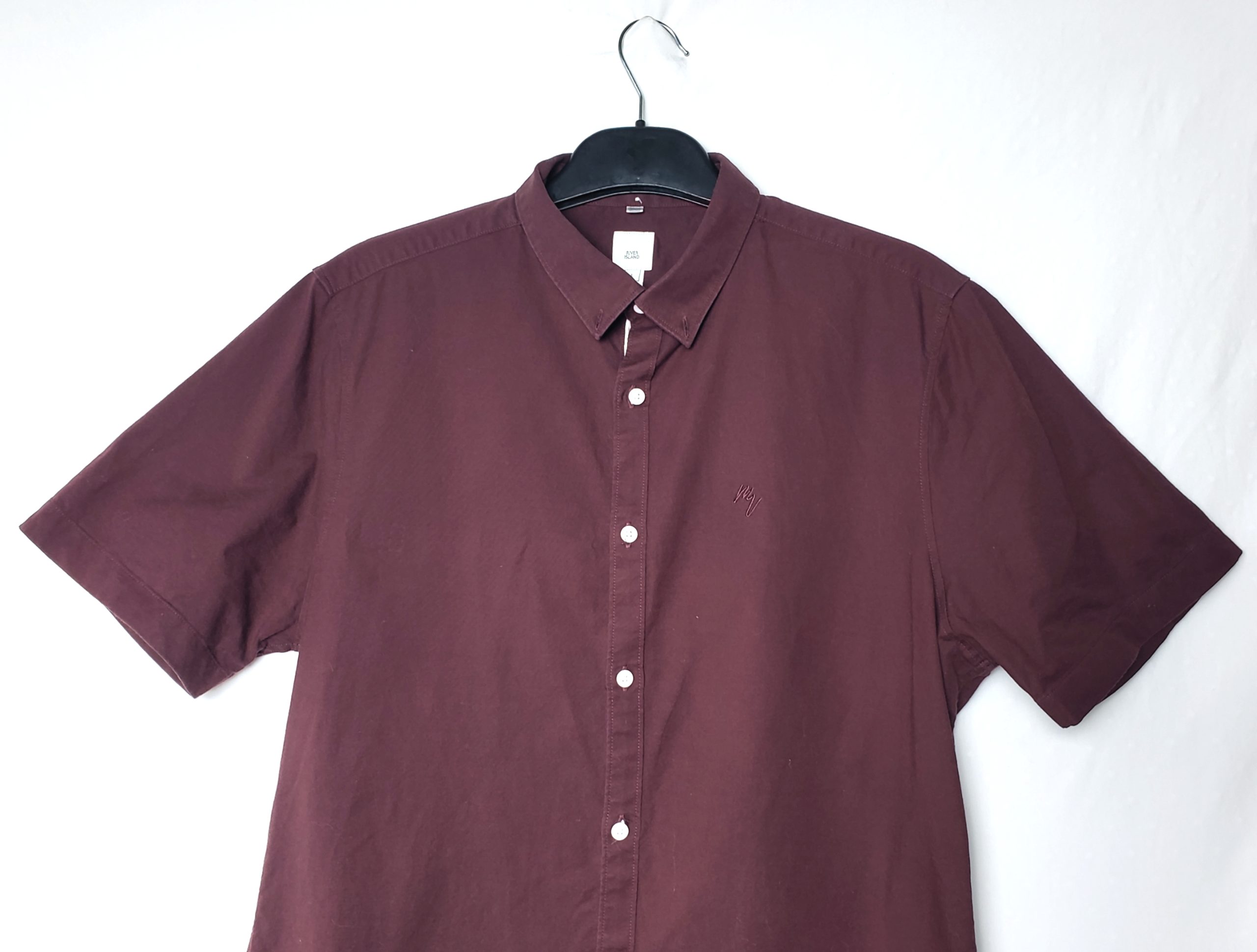 Бордова сорочка River Island з коротким рукавом - чоловіча stretch oxford сорочка L розмір 3 Бордова сорочка River Island з коротким рукавом - чоловіча stretch oxford сорочка L розмір - Зображення 3