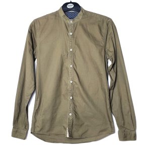 Чоловіча бавовняна сорочка Zara Man хакі кольору - класична сорочка з довгим рукавом розмір S