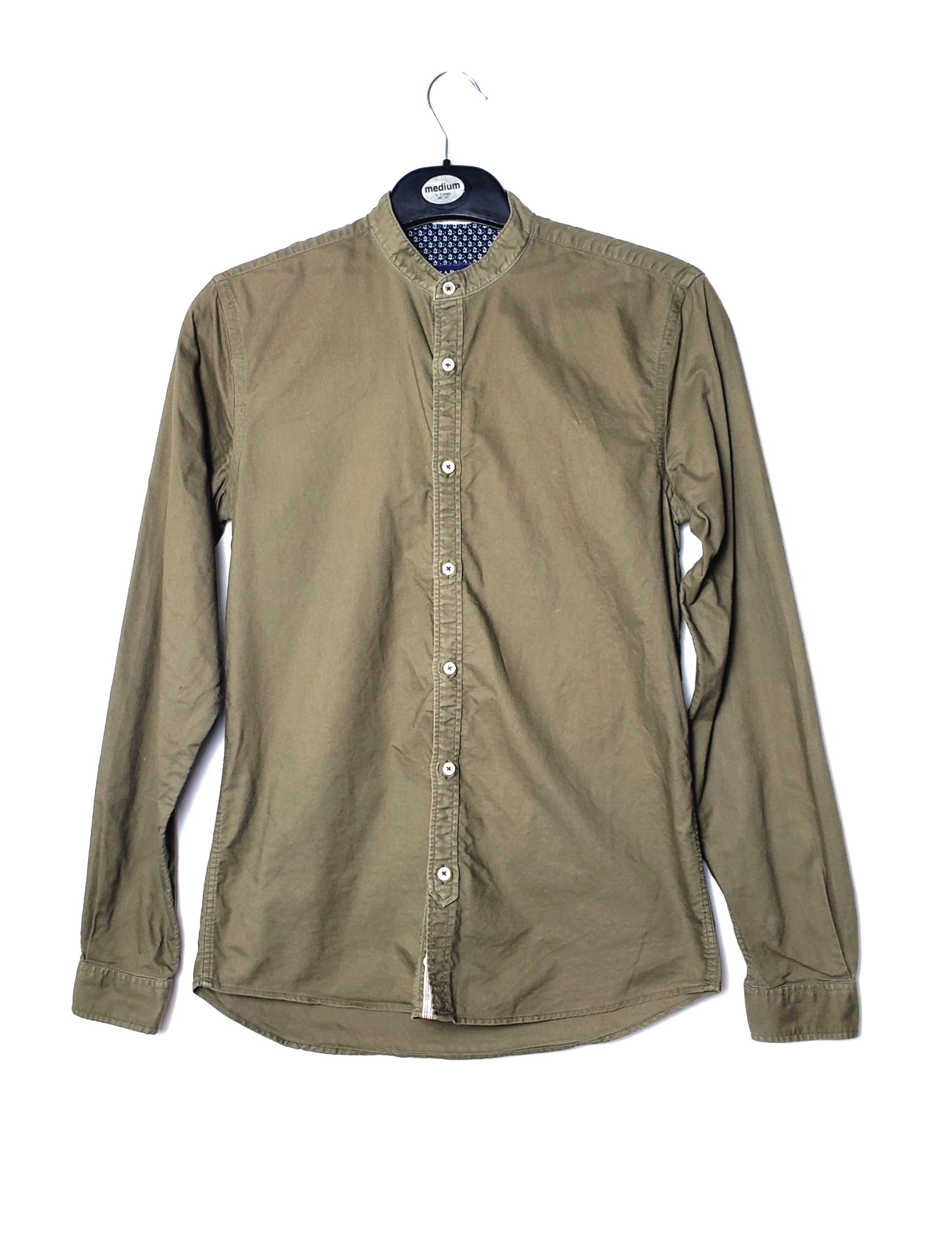 Чоловіча бавовняна сорочка Zara Man хакі кольору - класична сорочка з довгим рукавом розмір S 1 Чоловіча бавовняна сорочка Zara Man хакі кольору - класична сорочка з довгим рукавом розмір S