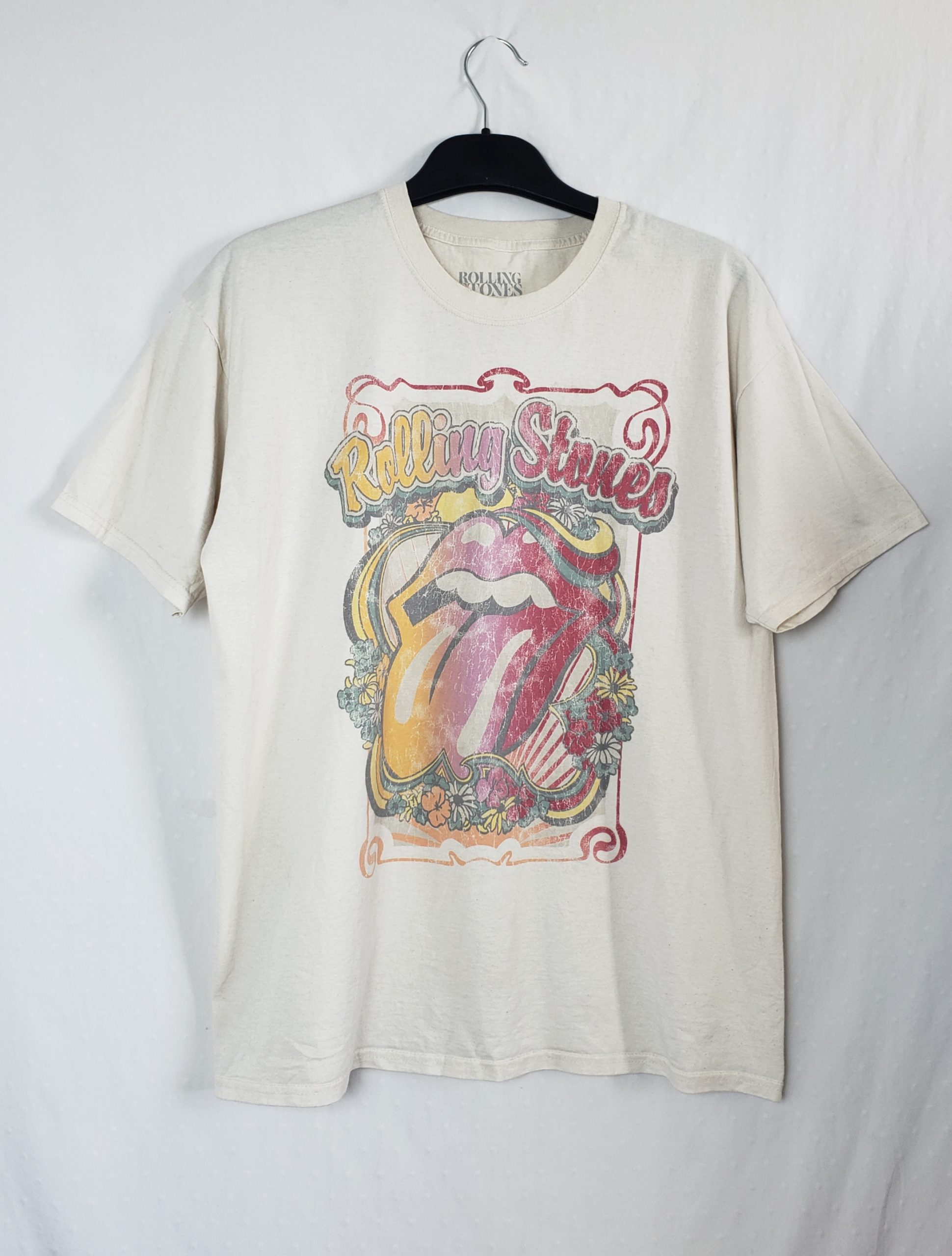 Стильна вінтажна футболка Rolling Stones - модний рок принт, елегантний білий дизайн 1 Стильна вінтажна футболка Rolling Stones - модний рок принт, елегантний білий дизайн