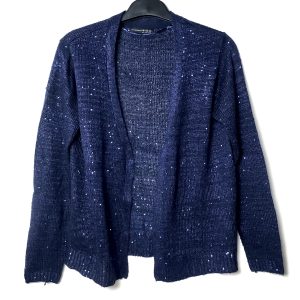 Синій жіночий кардиган з паєтками ATMOSPHERE - елегантний в'язаний кардиган розмір 44