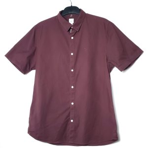 Бордова сорочка River Island з коротким рукавом - чоловіча stretch oxford сорочка L розмір