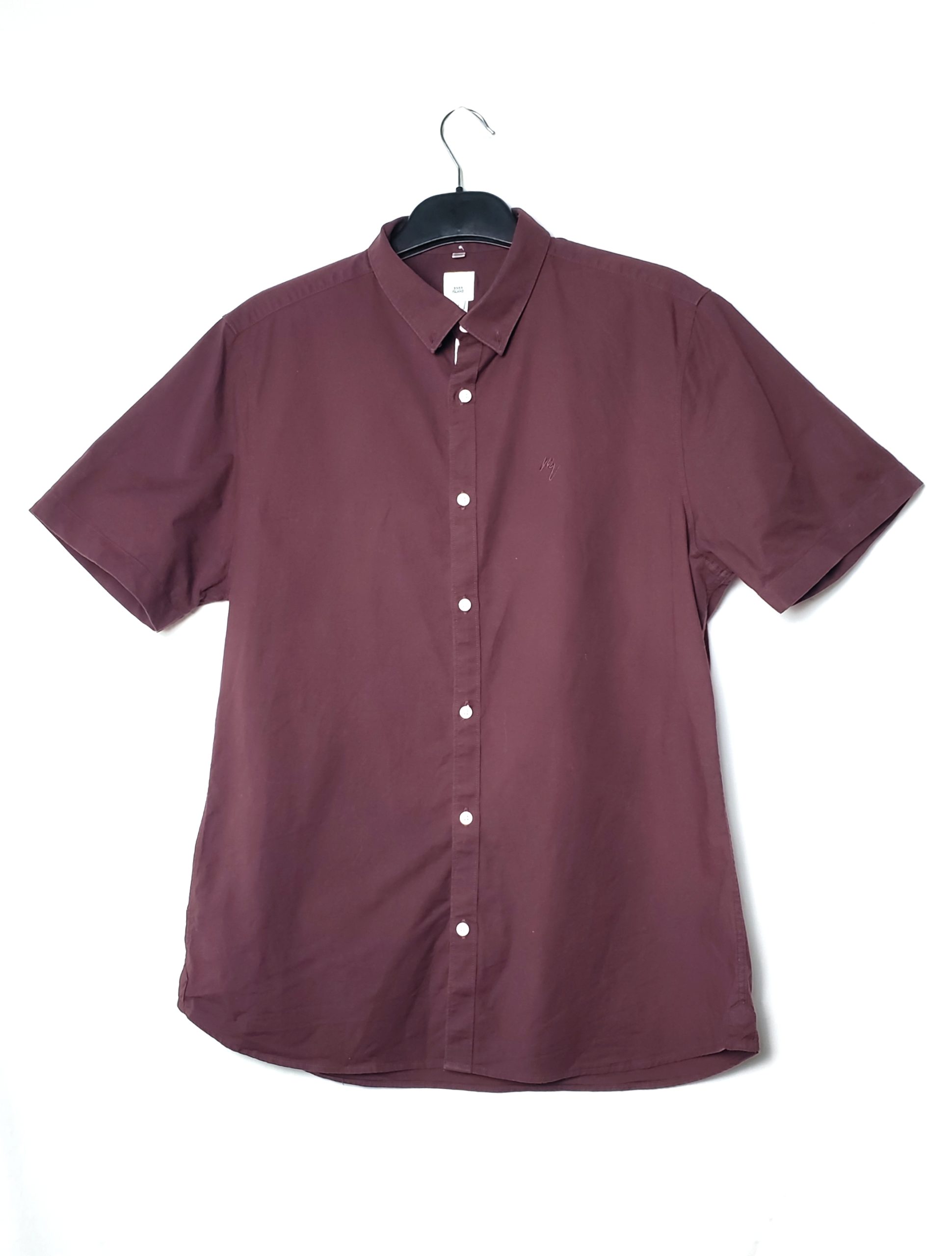 Бордова сорочка River Island з коротким рукавом - чоловіча stretch oxford сорочка L розмір 1 Бордова сорочка River Island з коротким рукавом - чоловіча stretch oxford сорочка L розмір