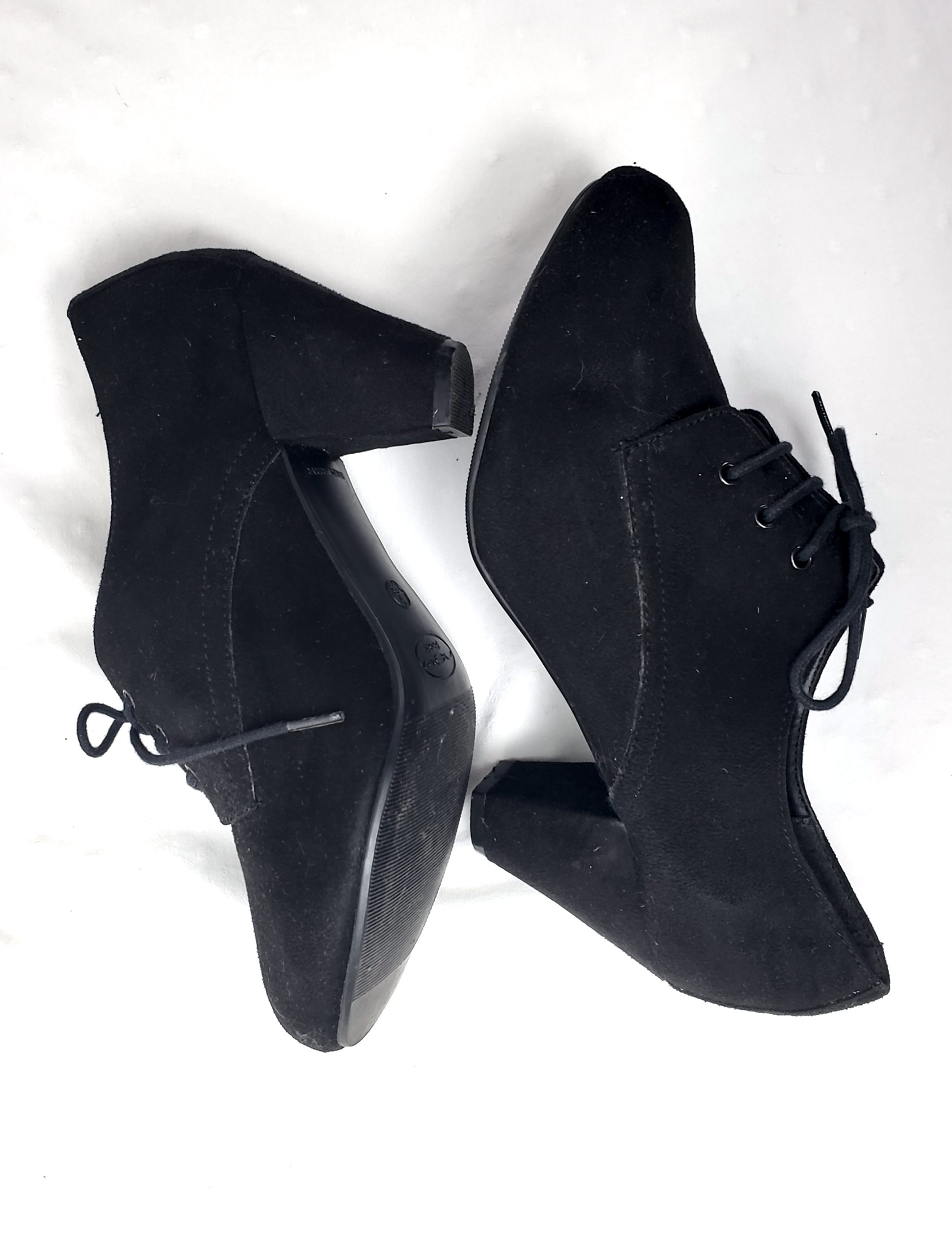 Чорні черевики з каблуком 8 см розмір 38 - штучна замша, весна-літо-осінь 4 Чорні черевики з каблуком 8 см розмір 38 - штучна замша, весна-літо-осінь - Зображення 4