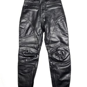 Жіночі шкіряні штани Frank Thomas для мотоциклу - чорна шкіра vintage стиль