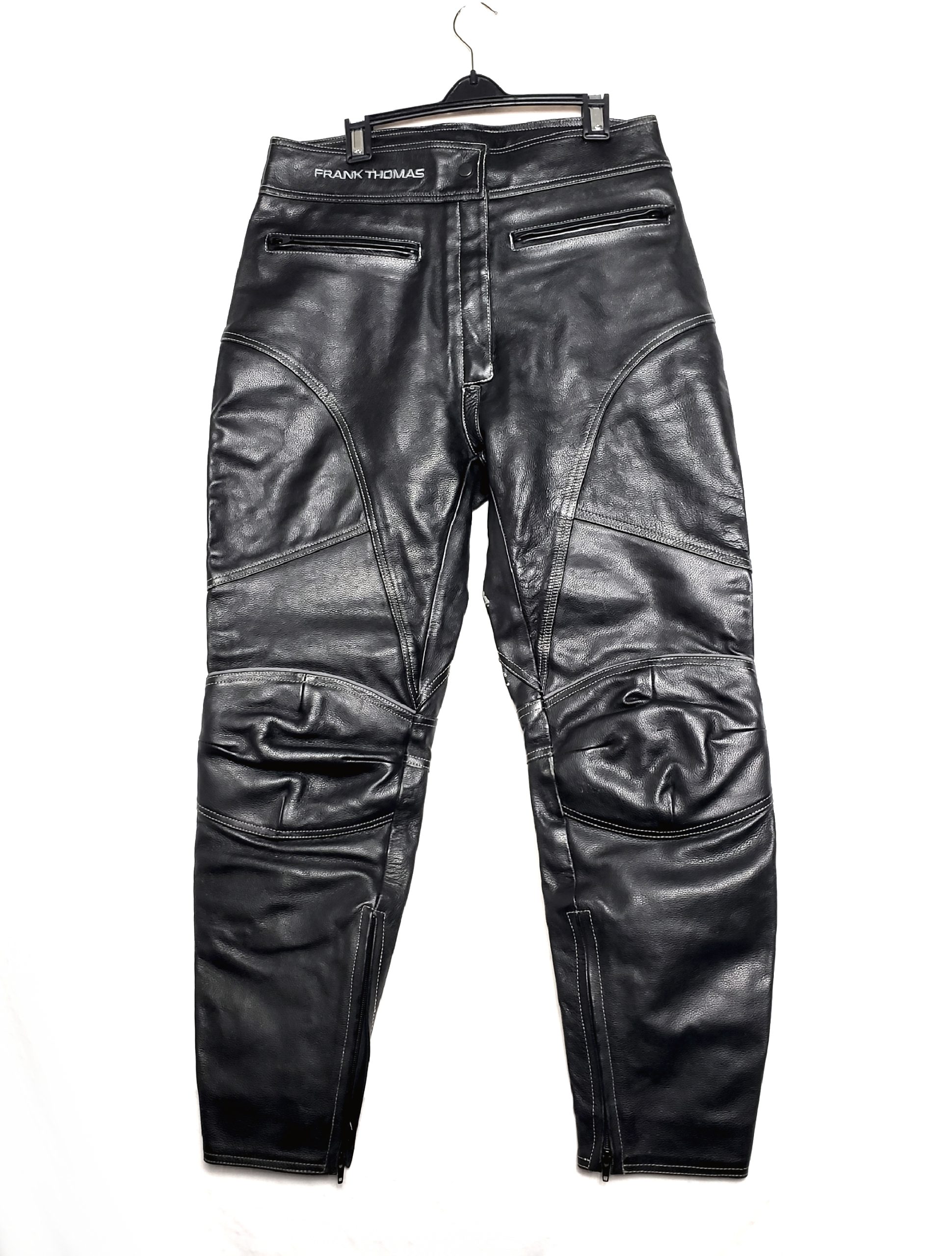Жіночі шкіряні штани Frank Thomas для мотоциклу - чорна шкіра vintage стиль 1 Жіночі шкіряні штани Frank Thomas для мотоциклу - чорна шкіра vintage стиль
