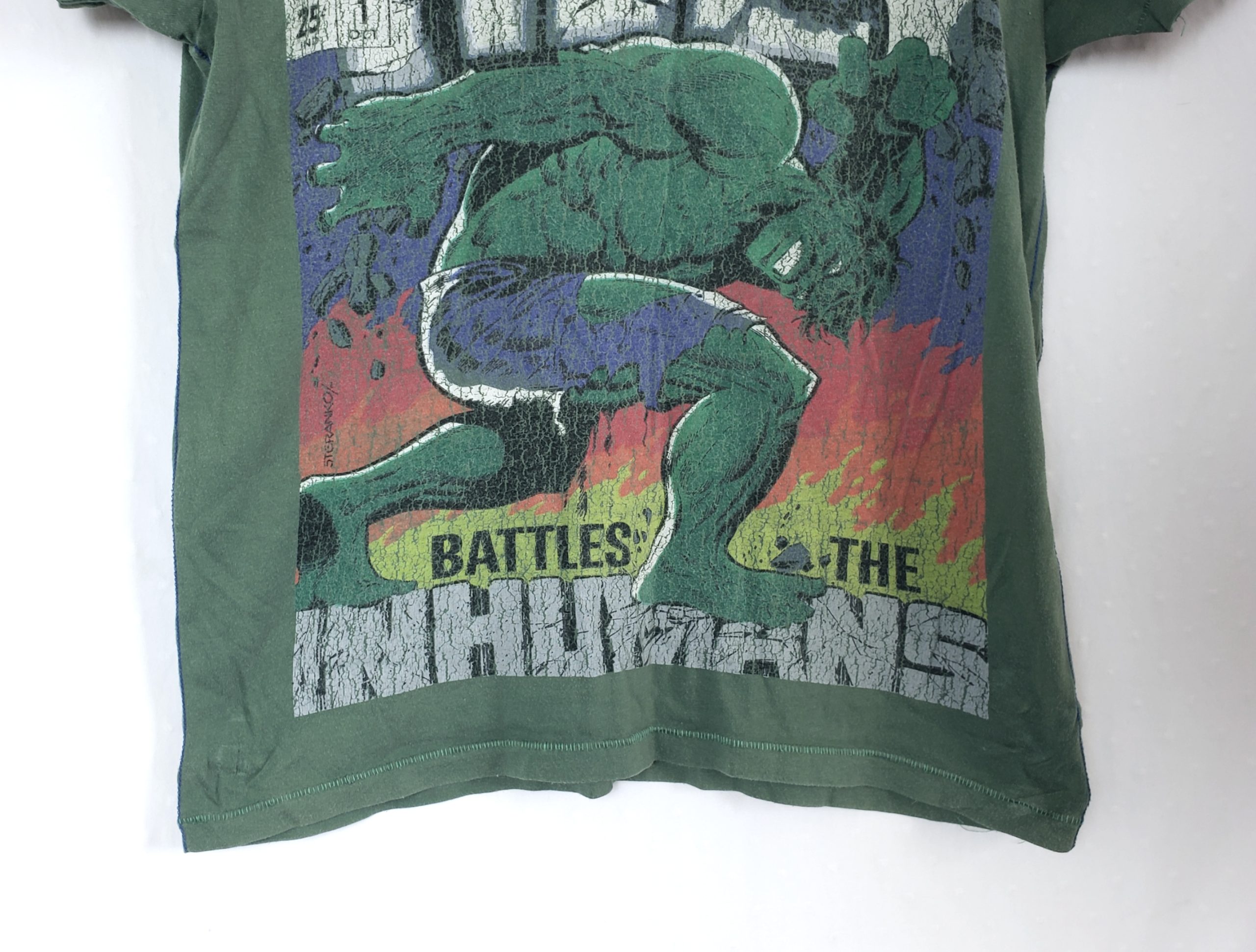 Вінтажна футболка Marvel Hulk зелена бавовняна з принтом комікса - секонд хенд M розмір 10 Вінтажна футболка Marvel Hulk зелена бавовняна з принтом комікса - секонд хенд M розмір - Зображення 10