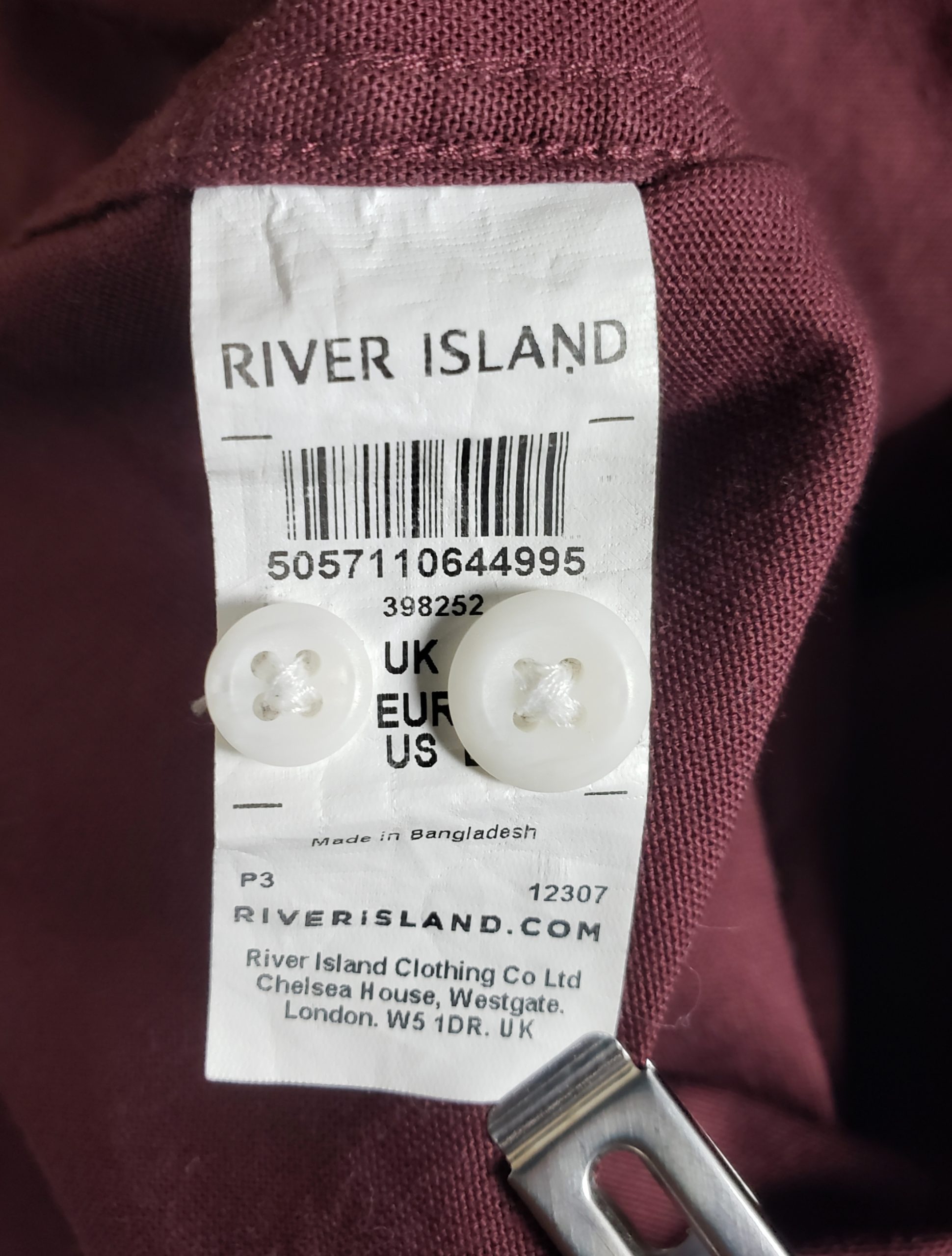 Бордова сорочка River Island з коротким рукавом - чоловіча stretch oxford сорочка L розмір 8 Бордова сорочка River Island з коротким рукавом - чоловіча stretch oxford сорочка L розмір - Зображення 8