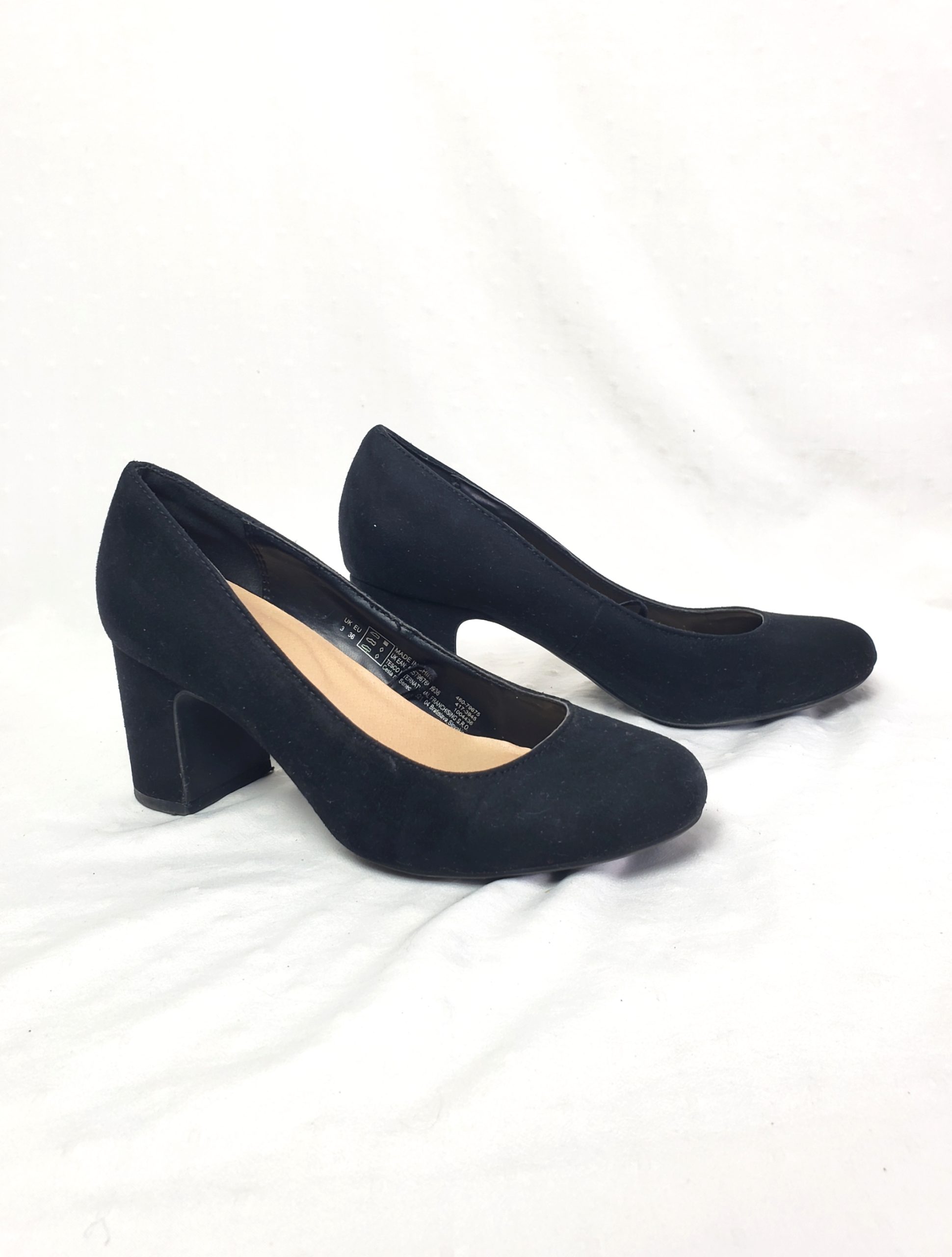 Класичні чорні туфлі Tesco (F&F) на стійкому блочному каблуці, еко-замша, р. 36 1 Класичні чорні туфлі Tesco (F&F) на стійкому блочному каблуці, еко-замша, р. 36