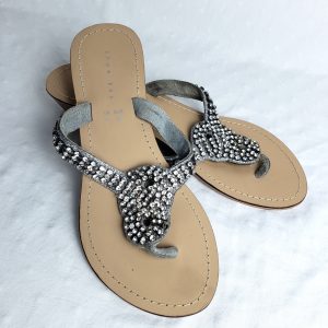 В'єтнамки жіночі шкіряні з декором 38 розмір - літнє взуття з каблуком 5 см