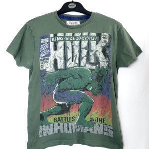 Вінтажна футболка Marvel Hulk зелена бавовняна з принтом комікса - секонд хенд M розмір
