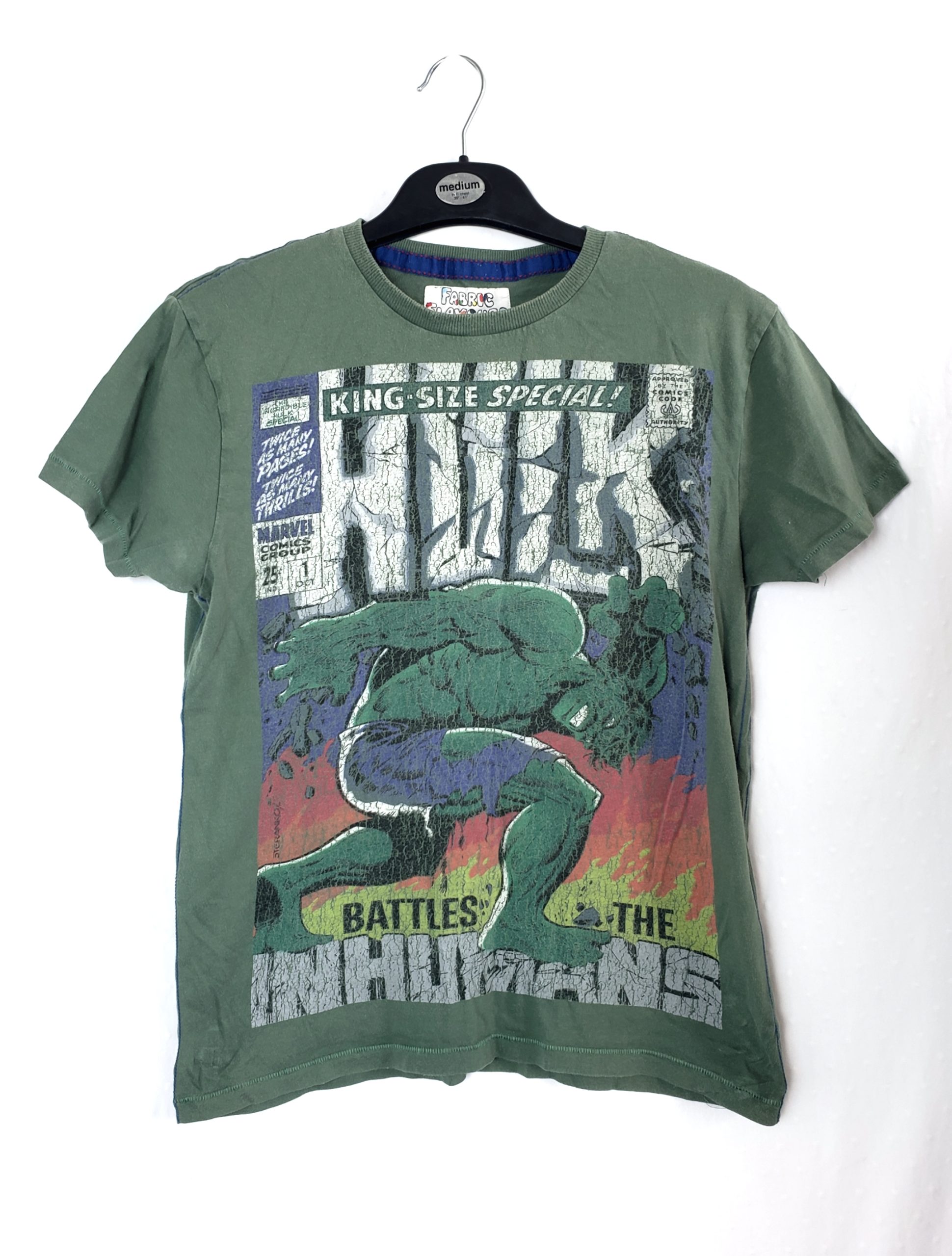 Вінтажна футболка Marvel Hulk зелена бавовняна з принтом комікса - секонд хенд M розмір 1 Вінтажна футболка Marvel Hulk зелена бавовняна з принтом комікса - секонд хенд M розмір