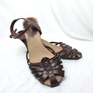 Літні шкіряні сандалі коричневі на каблуку 8 см розмір 39 - елегантне жіноче взуття