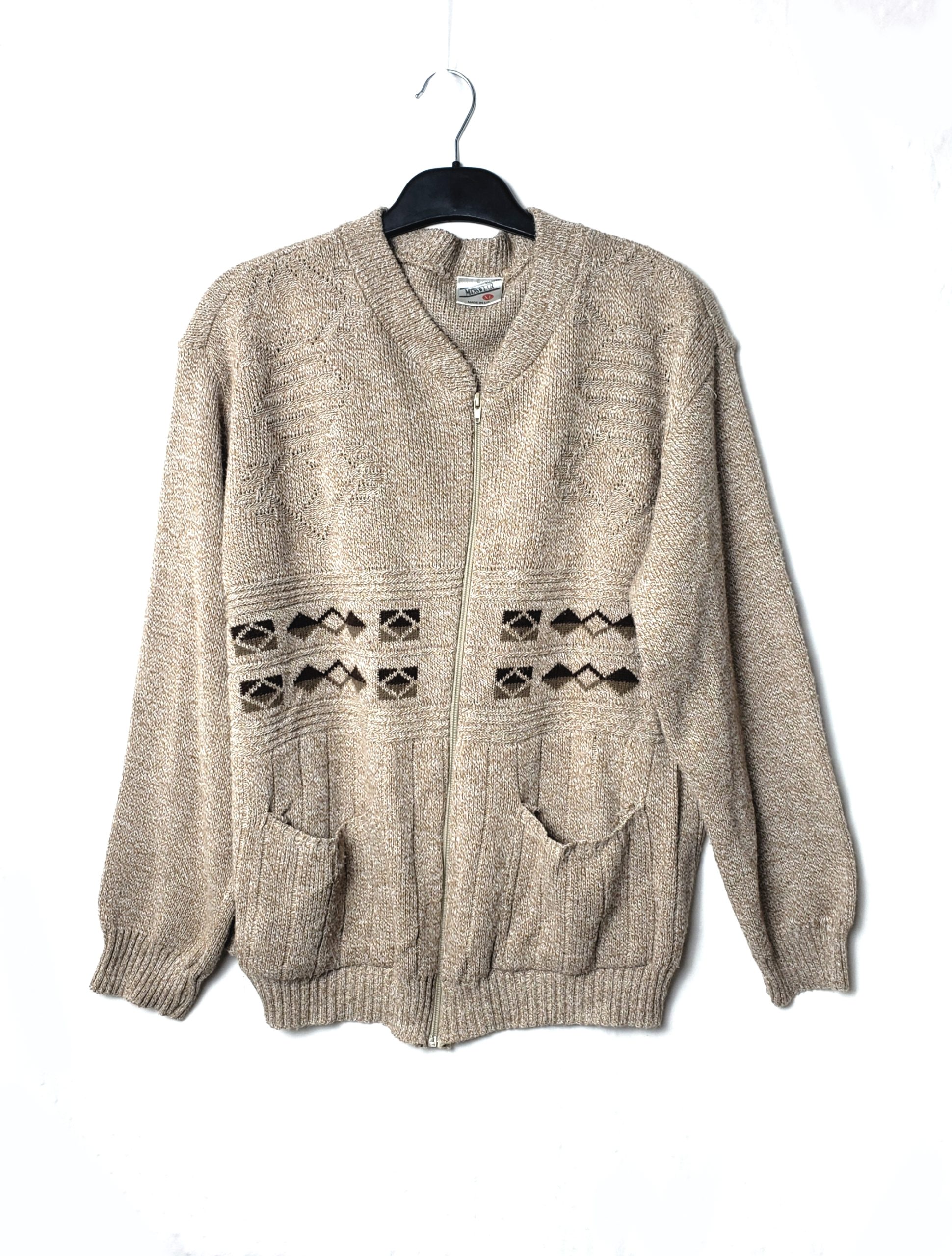 Чоловічий кардиган бежевий з принтом Menswear XL - акрил, вживаний в гарному стані 1 Чоловічий кардиган бежевий з принтом Menswear XL - акрил, вживаний в гарному стані