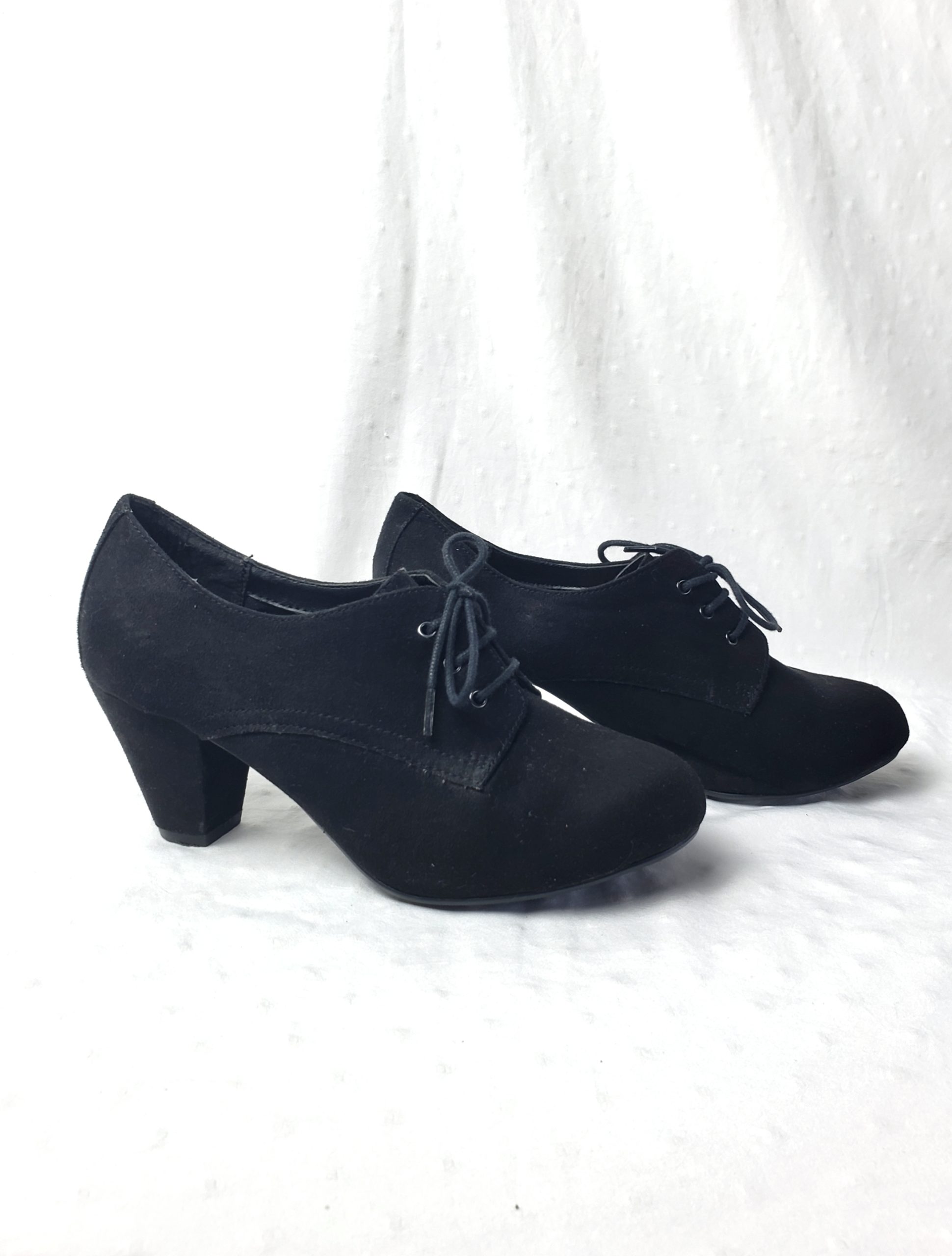 Чорні черевики з каблуком 8 см розмір 38 - штучна замша, весна-літо-осінь 1 Чорні черевики з каблуком 8 см розмір 38 - штучна замша, весна-літо-осінь