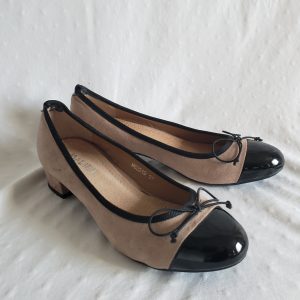 Балетки жіночі літні бежеві з чорним розмір 37 - елегантне взуття з штучної замші