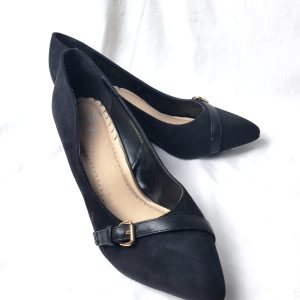 Чорні літні туфлі на каблуку 9см розмір 38 - стильне вживане взуття для офісу та вечірок